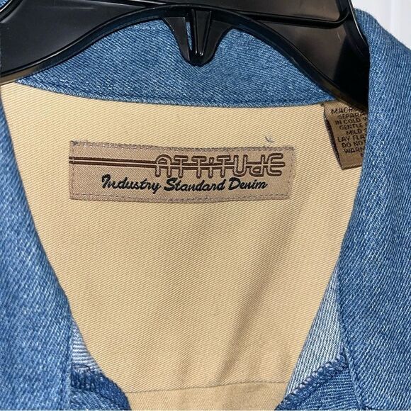 Vintage DNM Attitude Denim Blue Jeans Canvas SS Party Luau Hawaii Pocket Shirt - Picture 4 of 9